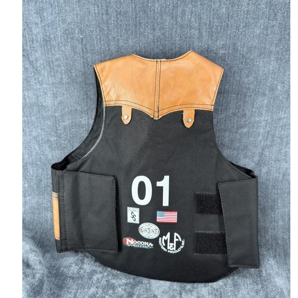 M&F Western Kids Rodeo Bull Rider Vest Large Black Nocona Cowboy Costume Adj